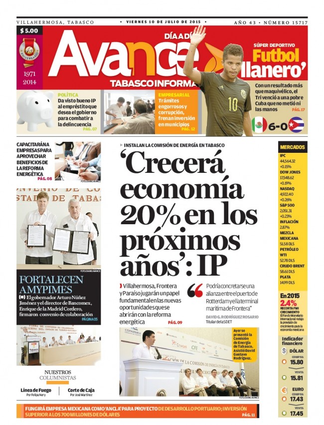 Edición impresa del 10 de Julio del 2015