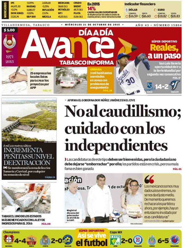 Edición impresa del 21 de octubre del 2015