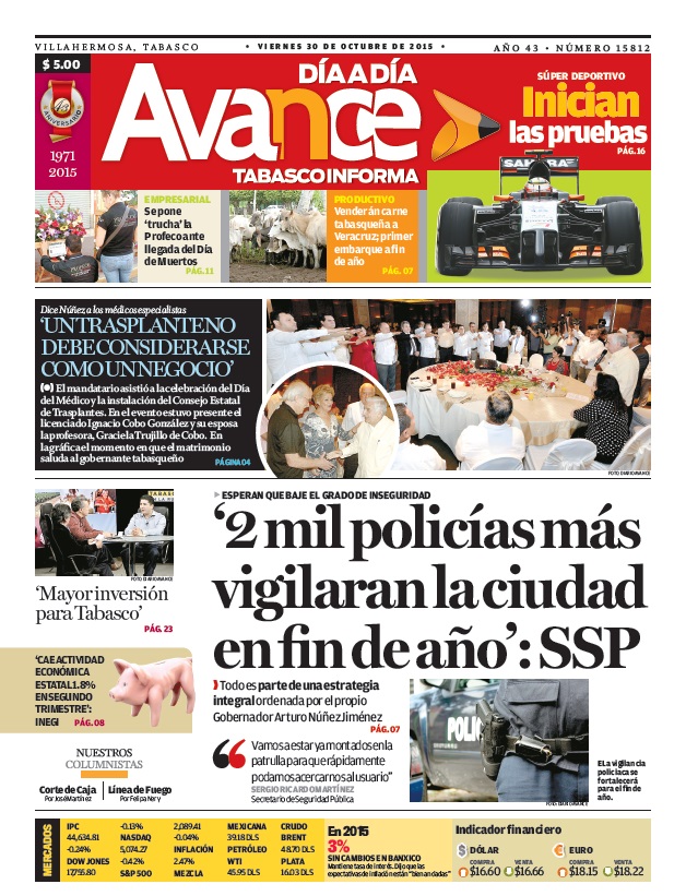 Edición impresa del 30 de octubre del 2015