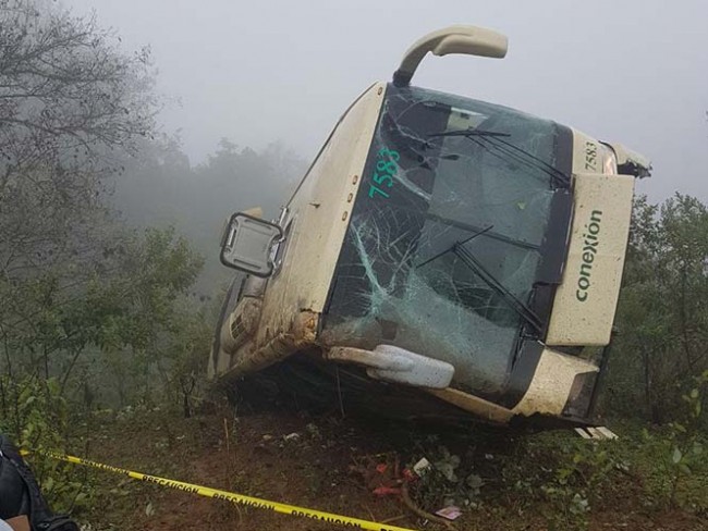 Desbarranca autobús; un muerto y 25 heridos