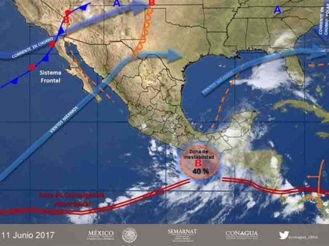 Alertan de tormentas en 8 Estados  a causa de la depresión tropical 3-E