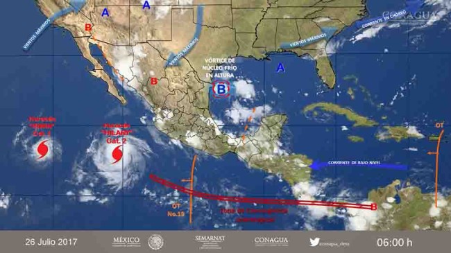 Más lluvias por onda tropical 19 y zona de inestabilidad