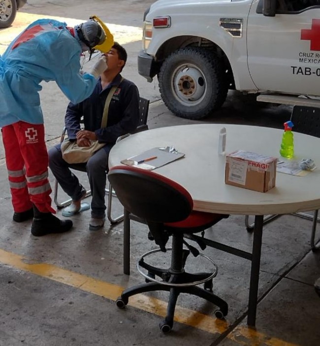 Instala la Cruz Roja Tabasco un módulo de diagnóstico de Covid