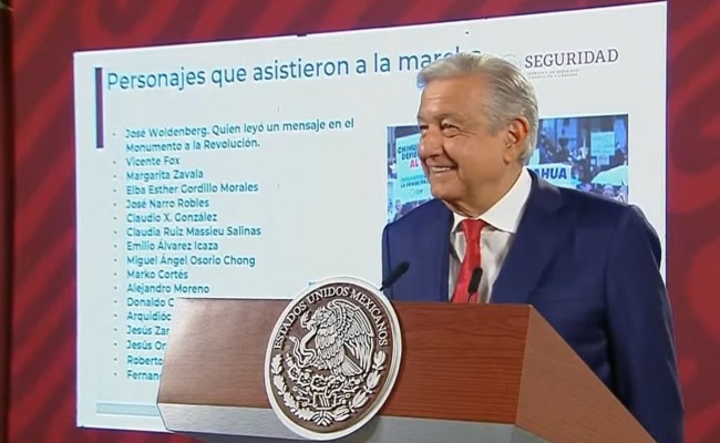 Exhiben lista con nombres de políticos y empresarios que asistieron a la marcha