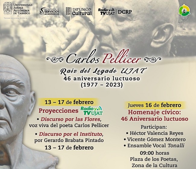 Inicia la UJAT actividades  culturales a Carlos Pellicer