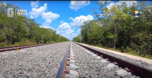 Concluyen 200 km de vía doble electrificada del Tren Maya