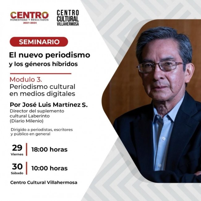 Disertará José Luis Martínez S. sobre periodismo cultural en medios digitales