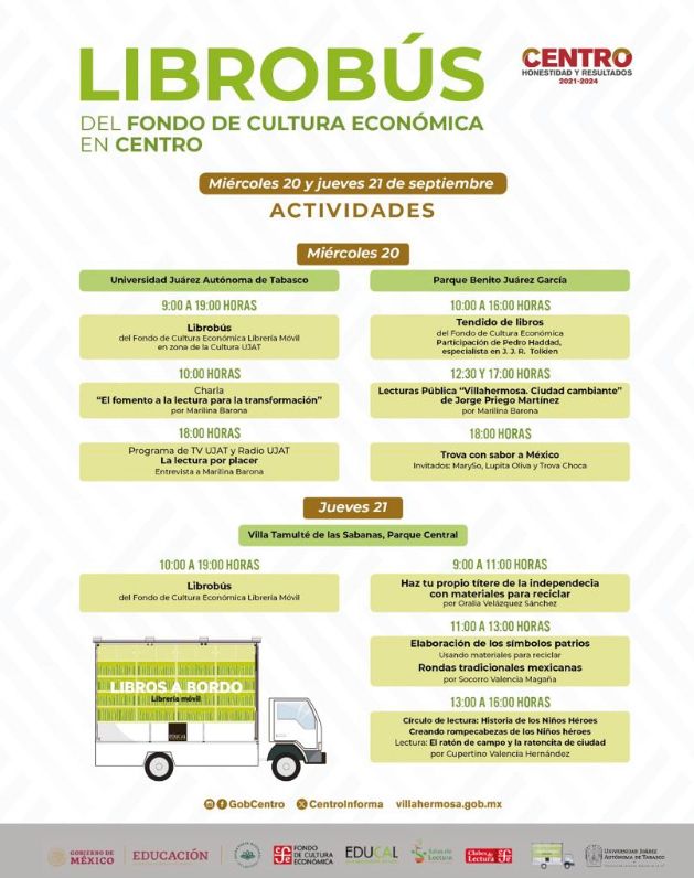 Llegará a Centro el Librobús del Fondo de Cultura Económica