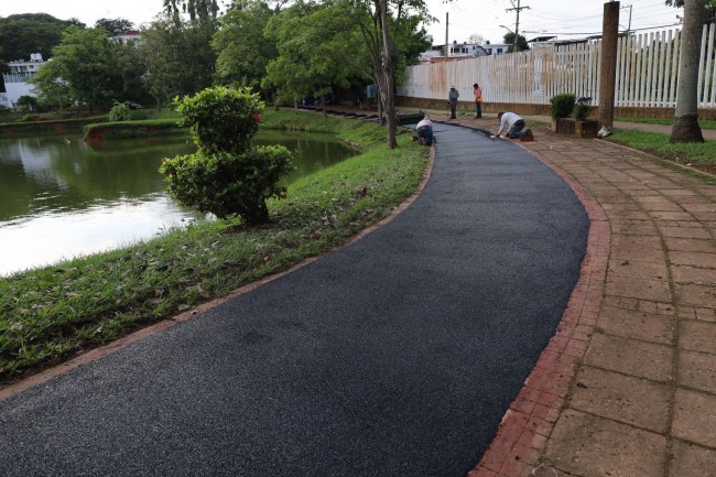 Avanza rehabilitación de la pista de tartán en el parque La Pólvora