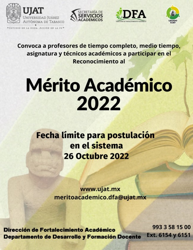 Para el Mérito Académico y Científico 2022 de la UJAT
