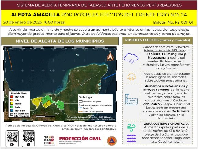 Alerta amarilla por el frente frío 24