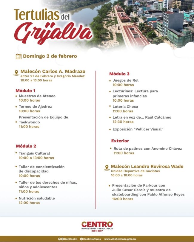 ‘Tertulias del Grijalva’para toda la familia 