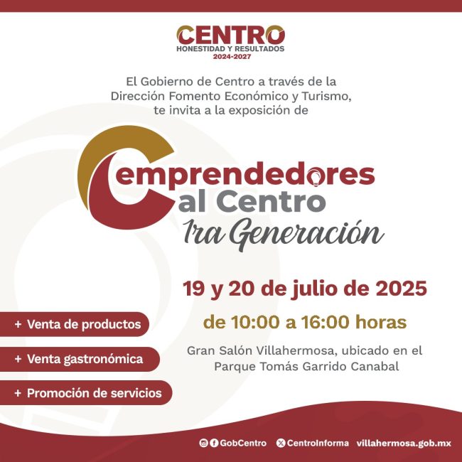 Invitan a la Exposición de Emprendedores al Centro
