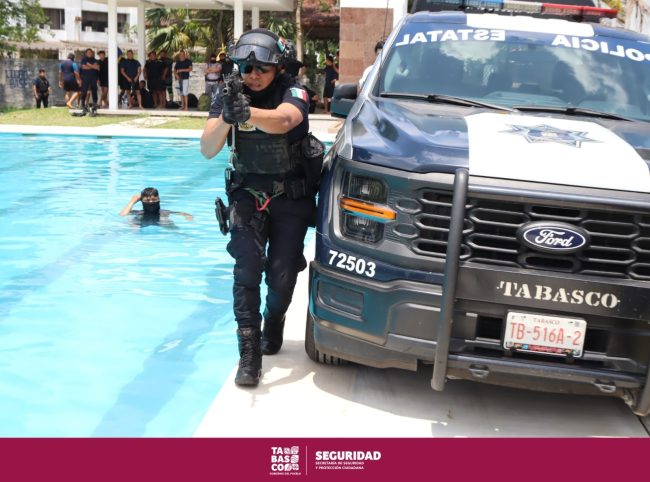 Grupo Táctico Tabscoob se capacita en Operaciones Acuáticas